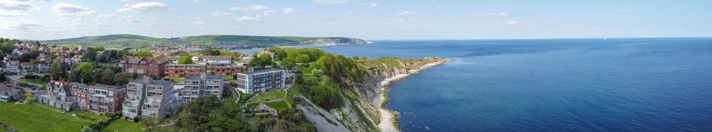 Aerial view of the Swanage coastline